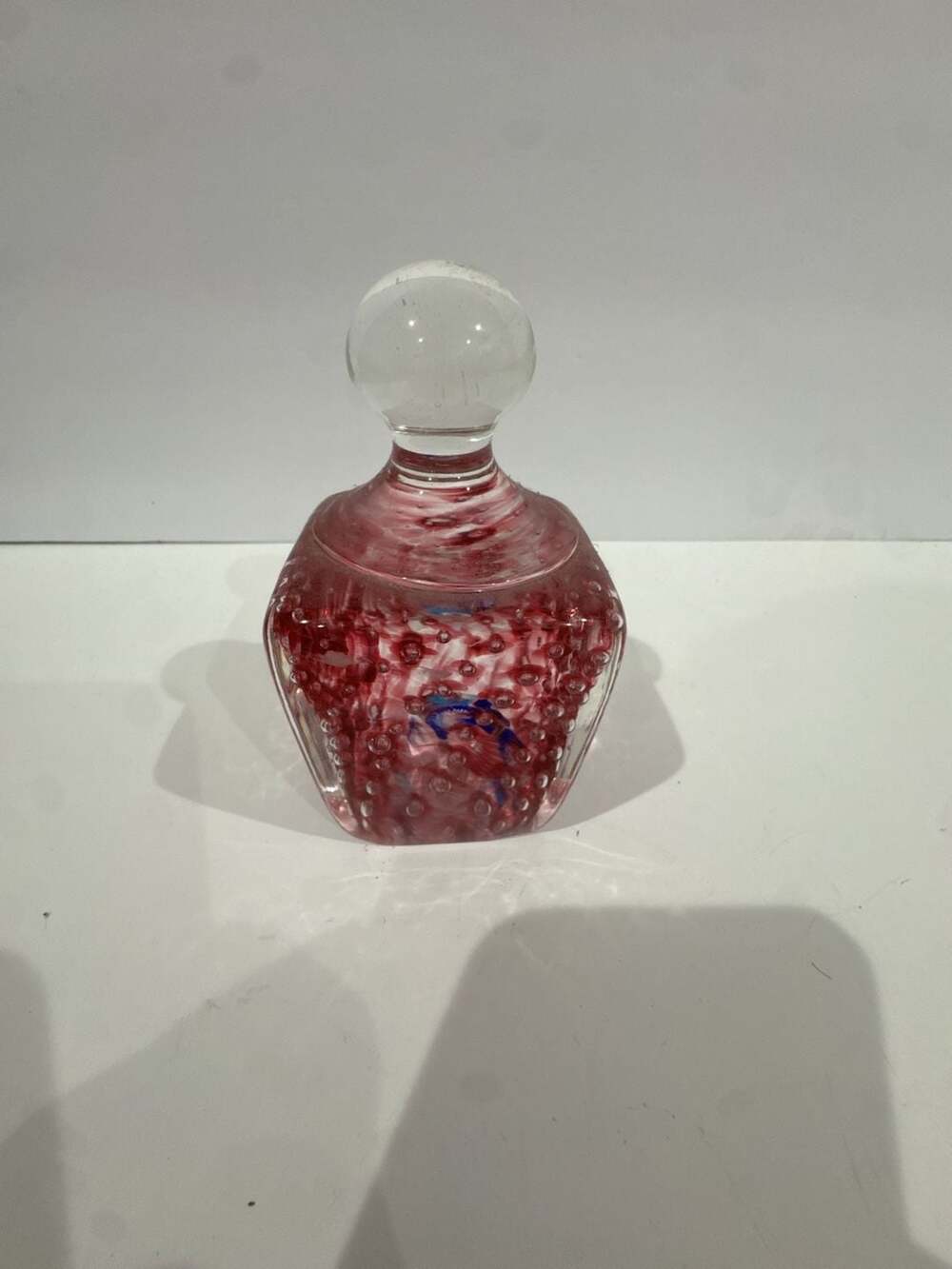 Vintage Fratelli Toso Murano Red Millefiori Controlled Bubble Art Glass Bottle